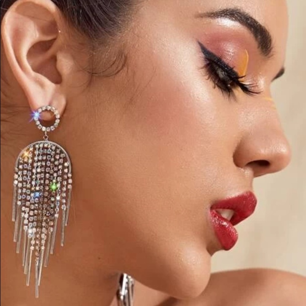 Gorgeous Iridescent Rhinestone Tassel earrings